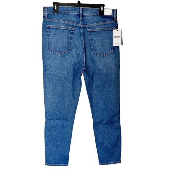 Re/Done NWT 90s Ultra High Rise Crop Jeans Distressed Women’s Size 32 Ankle - Picture 6 of 14